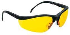 MCR Safety - Amber Lenses, Framed Safety Glasses - Scratch Resistant, Black Plastic Frame, Size Universal, Wrap Around - USA Tool & Supply