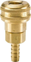 Parker - Hose Barb Industrial Pneumatic Hose Coupler - Brass, 3/8" Body Diam, 1/2" Hose ID - USA Tool & Supply