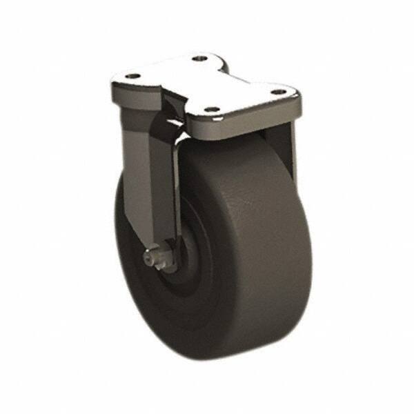 E.R. Wagner - 5" Diam x 2" Wide x 6" OAH Top Plate Mount Rigid Caster - Soft Rubber, 350 Lb Capacity, Roller Bearing, 2-3/4 x 3-3/4" Plate - USA Tool & Supply