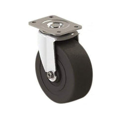 E.R. Wagner - 5" Diam x 2" Wide x 6" OAH Top Plate Mount Swivel Caster - Soft Rubber, 350 Lb Capacity, Roller Bearing, 2-3/4 x 3-3/4" Plate - USA Tool & Supply