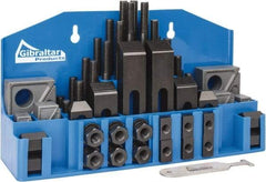 Gibraltar - 52 Piece Fixturing Step Block & Clamp Set with 1" Step Block, 5/8" T-Slot, 1/2-13 Stud Thread - 1" Nut Width, 3, 4, 5, 6, 7 & 8" Stud Lengths - USA Tool & Supply