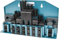 Gibraltar - 52 Piece Fixturing Step Block & Clamp Set with 25mm Step Block, 16mm T-Slot, M12x1.75 Stud Thread - 25mm Nut Width, 80, 110, 125, 150, 175 & 200mm Stud Lengths - USA Tool & Supply