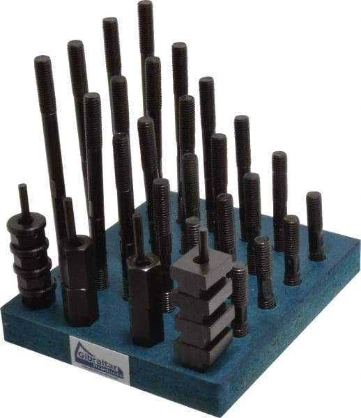 Gibraltar - 38 Piece, 1/2-13 Stud, 11/16" T Slot, T Nut & Stud Kit - 1-1/8" T-Slot Nut Width, 3, 4, 5, 6, 7, 8" Stud Lengths - USA Tool & Supply