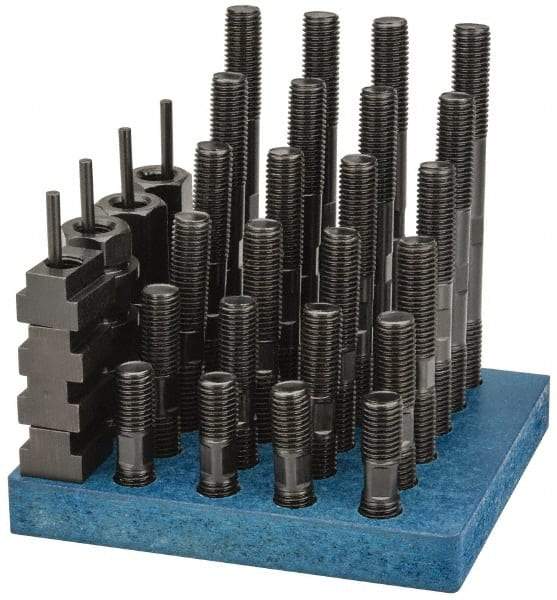 Gibraltar - 38 Piece, 3/4-10 Stud, 13/16" T Slot, T Nut & Stud Kit - 1-1/4" T-Slot Nut Width, 3, 4, 5, 6, 7, 8" Stud Lengths - USA Tool & Supply