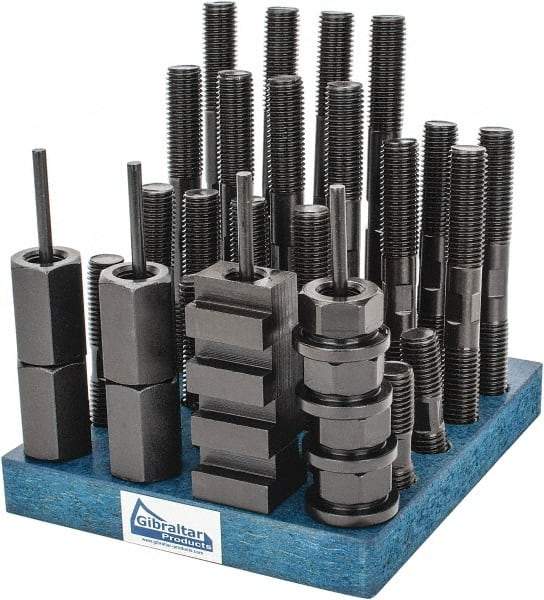 Gibraltar - 38 Piece, 3/4-10 Stud, 7/8" T Slot, T Nut & Stud Kit - 1-1/2" T-Slot Nut Width, 3, 4, 5, 6, 7, 8" Stud Lengths - USA Tool & Supply