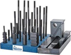 Gibraltar - 50 Piece Fixturing Step Block & Clamp Set with 1" Step Block, 1/2" T-Slot, 3/8-16 Stud Thread - 7/8" Nut Width, 3, 4, 5, 6, 7 & 8" Stud Lengths - USA Tool & Supply