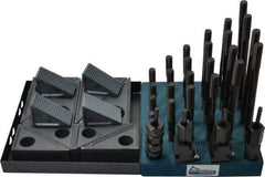 Gibraltar - 50 Piece Fixturing Step Block & Clamp Set with 1-1/2" Step Block, 11/16" T-Slot, 1/2-13 Stud Thread - 1-1/8" Nut Width, 3, 4, 5, 6, 7 & 8" Stud Lengths - USA Tool & Supply