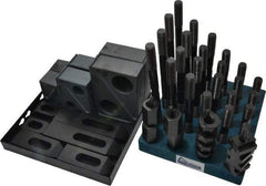 Gibraltar - 50 Piece Fixturing Step Block & Clamp Set with 1-1/2" Step Block, 11/16" T-Slot, 5/8-11 Stud Thread - 1-1/8" Nut Width, 3, 4, 5, 6, 7 & 8" Stud Lengths - USA Tool & Supply