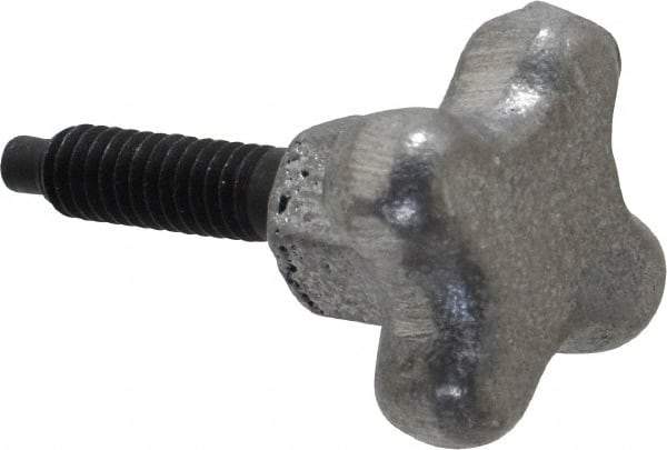 Gibraltar - 1/4-20 Lobed Shoulder Dog Point Tip Steel Thumb Screw - 1-3/4" OAL, 1-1/8" Head Diam x 3/4" Head Height, Black Oxide Finish - USA Tool & Supply