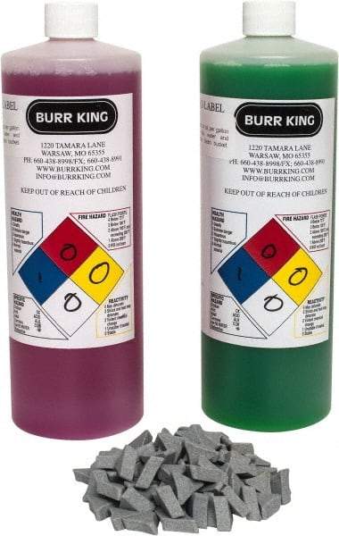 Burr King - Ceramic Carrier, Ceramic Abrasive, Polishing Tumbling Media - Tri-Star Shape - USA Tool & Supply