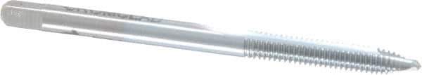 Made in USA - #6-40 UNF, 2 Flute, Chrome Finish, High Speed Steel Spiral Point Tap - Plug Chamfer, Right Hand Thread, 2" OAL, 11/16" Thread Length, 0.141" Shank Diam, 2B/3B Class of Fit - Exact Industrial Supply