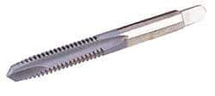 Made in USA - M16x1.50 Metric Fine, 3 Flute, Chrome Finish, High Speed Steel Spiral Point Tap - Plug Chamfer, Right Hand Thread, 3-13/16" OAL, 1-13/16" Thread Length, 0.48" Shank Diam - Exact Industrial Supply