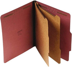 UNIVERSAL - 8-1/2 x 11", Letter Size, Red, Classification Folders with Top Tab Fastener - 25 Point Stock, Right of Center Tab Cut Location - USA Tool & Supply