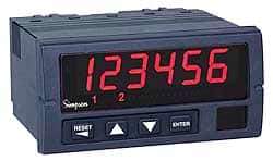 Simpson Electric - 4 Digit Red LED Display Counter - 3.62 Inch Wide, x 1.77 Inch High, 120 VAC, 30 VDC Voltage, 1/8 Inch Base, Digital Frequancy Counter - USA Tool & Supply