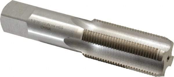 Interstate - 1-3/16 - 12 UNS 4 Flute Bright Finish High Speed Steel Straight Flute Standard Hand Tap - Bottoming, Right Hand Thread, 4" OAL, 1-1/2" Thread Length, H4 Limit, Oversize - USA Tool & Supply