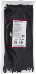 Made in USA - 11-1/4" Long Black Nylon Standard Cable Tie - 50 Lb Tensile Strength, 1.32mm Thick, 77.78mm Max Bundle Diam - USA Tool & Supply