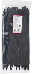 Made in USA - 15.093" Long Black Nylon Standard Cable Tie - 120 Lb Tensile Strength, 1.93mm Thick, 103.19mm Max Bundle Diam - USA Tool & Supply