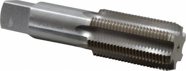 Interstate - 1-3/4 - 8 UNS 6 Flute Bright Finish High Speed Steel Straight Flute Standard Hand Tap - Bottoming, Right Hand Thread, 7" OAL, 3-9/16" Thread Length, H6 Limit, Oversize - Exact Industrial Supply