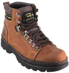 Advanced Technology Products - Size 8 Plain Work Boot - Brown, Leather Upper, 6" High, Non-Slip - USA Tool & Supply