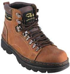 Advanced Technology Products - Size 8 Plain Work Boot - Brown, Leather Upper, 6" High, Non-Slip - USA Tool & Supply