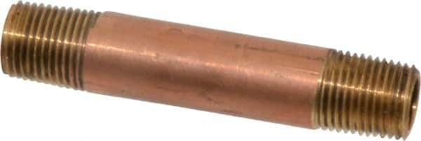 Merit Brass - 2" Long, 1/8" Pipe Threaded Brass Pipe Nipple - BSPT Thread, Red Brass - USA Tool & Supply