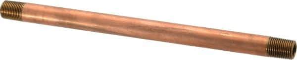 Merit Brass - 6" Long, 1/8" Pipe Threaded Brass Pipe Nipple - BSPT Thread, Red Brass - USA Tool & Supply