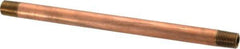 Merit Brass - 6" Long, 1/8" Pipe Threaded Brass Pipe Nipple - BSPT Thread, Red Brass - USA Tool & Supply