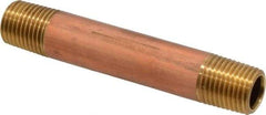 Merit Brass - 3" Long, 1/4" Pipe Threaded Brass Pipe Nipple - BSPT Thread, Red Brass - USA Tool & Supply