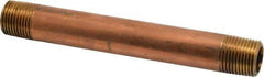 Merit Brass - 6" Long, 1/2" Pipe Threaded Brass Pipe Nipple - BSPT Thread, Red Brass - USA Tool & Supply