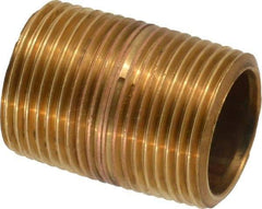 Merit Brass - 1-3/8" Long, 3/4" Pipe Threaded Brass Pipe Nipple - BSPT Thread, Red Brass - USA Tool & Supply