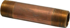 Merit Brass - 5" Long, 1" Pipe Threaded Brass Pipe Nipple - BSPT Thread, Red Brass - USA Tool & Supply