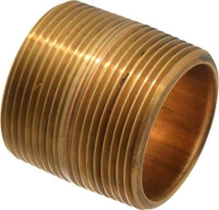 Merit Brass - 1-3/4" Long, 1-1/2" Pipe Threaded Brass Pipe Nipple - BSPT Thread, Red Brass - USA Tool & Supply