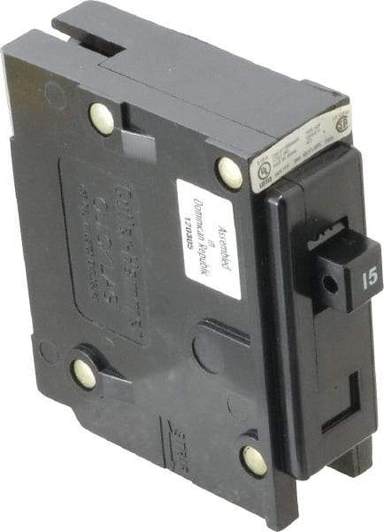 Eaton Cutler-Hammer - 15 Amp, 120/240 VAC, 24 VDC, 48 VDC, 80 VDC, 1 Pole, Plug In Miniature Circuit Breaker - Thermal Magnetic Trip, 14-4 AWG, 2-3/8 Inch Deep x 2-15/16 Inch High x 1 Inch Wide - USA Tool & Supply