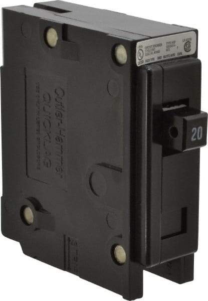 Eaton Cutler-Hammer - 20 Amp, 120/240 VAC, 24 VDC, 48 VDC, 80 VDC, 1 Pole, Plug In Miniature Circuit Breaker - Thermal Magnetic Trip, 14-4 AWG, 2-3/8 Inch Deep x 2-15/16 Inch High x 1 Inch Wide - USA Tool & Supply