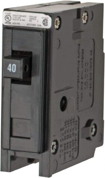 Eaton Cutler-Hammer - 40 Amp, 120/240 VAC, 24 VDC, 48 VDC, 80 VDC, 1 Pole, Plug In Miniature Circuit Breaker - Thermal Magnetic Trip, 14-4 AWG, 2-3/8 Inch Deep x 2-15/16 Inch High x 1 Inch Wide - USA Tool & Supply