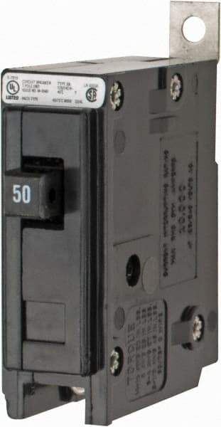 Eaton Cutler-Hammer - 50 Amp, 120/240 VAC, 24 VDC, 48 VDC, 80 VDC, 1 Pole, Bolt On Miniature Circuit Breaker - Thermal Magnetic Trip, 14-4 AWG, 2-3/8 Inch Deep x 2-15/16 Inch High x 1 Inch Wide - USA Tool & Supply
