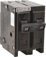 Eaton Cutler-Hammer - 20 Amp, 120/240 VAC, 24 VDC, 48 VDC, 80 VDC, 2 Pole, Plug In Miniature Circuit Breaker - Thermal Magnetic Trip, 10 kA Breaking Capacity, 14-4 AWG, 2-3/8 Inch Deep x 2-15/16 Inch High x 2 Inch Wide - USA Tool & Supply