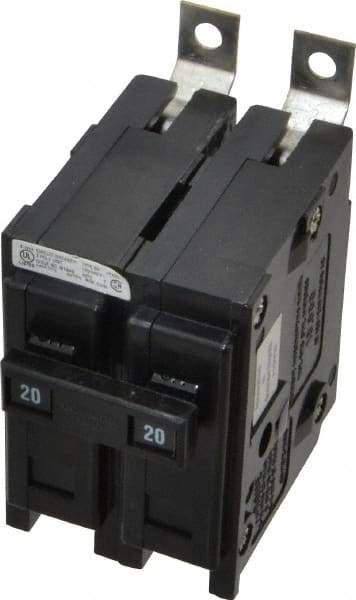 Eaton Cutler-Hammer - 20 Amp, 120/240 VAC, 2 Pole, Bolt On Miniature Circuit Breaker - Thermal Magnetic Trip, 14-4 AWG, 2-3/8 Inch Deep x 2-15/16 Inch High x 2 Inch Wide - USA Tool & Supply