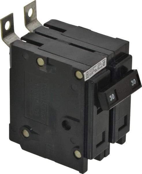 Eaton Cutler-Hammer - 30 Amp, 120/240 VAC, 2 Pole, Bolt On Miniature Circuit Breaker - Thermal Magnetic Trip, 14-4 AWG, 2-3/8 Inch Deep x 2-15/16 Inch High x 2 Inch Wide - USA Tool & Supply