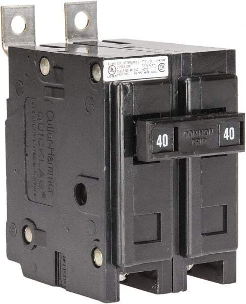 Eaton Cutler-Hammer - 40 Amp, 120/240 VAC, 24 VDC, 48 VDC, 80 VDC, 2 Pole, Bolt On Miniature Circuit Breaker - Thermal Magnetic Trip, 14-4 AWG, 2-3/8 Inch Deep x 2-15/16 Inch High x 2 Inch Wide - USA Tool & Supply