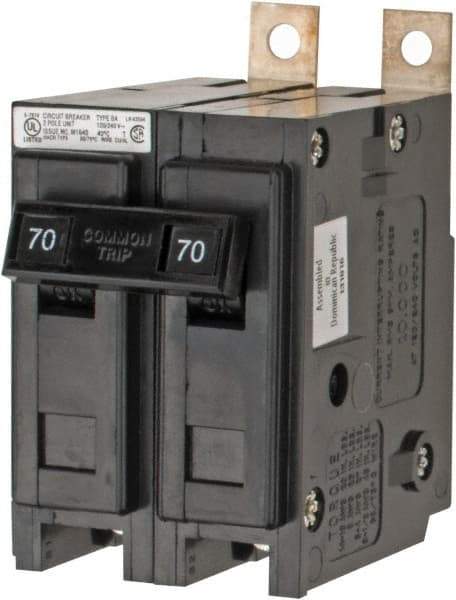 Eaton Cutler-Hammer - 70 Amp, 120/240 VAC, 24 VDC, 48 VDC, 80 VDC, 2 Pole, Bolt On Miniature Circuit Breaker - Thermal Magnetic Trip, 8-1/0 AWG, 2-3/8 Inch Deep x 2-15/16 Inch High x 2 Inch Wide - USA Tool & Supply