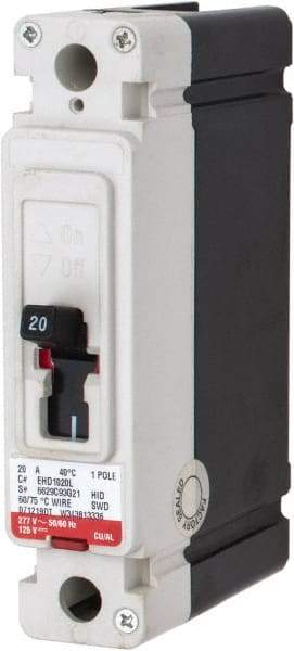 Eaton Cutler-Hammer - 20 Amp, 125 VDC, 240 VAC, 1 Pole, Molded Case Circuit Breaker - Thermal Magnetic Trip, 18 kA at 240 VAC Breaking Capacity, 14-1/0 AWG, 3-3/8 Inch Deep x 6 Inch High x 4-1/8 Inch Wide - USA Tool & Supply