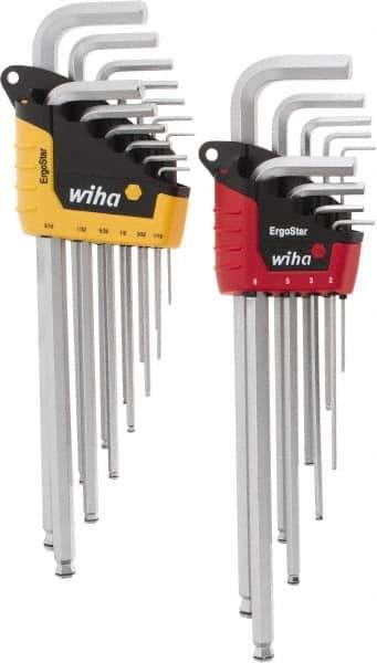 Wiha - 22 Piece L-Key Combo Hex Key Set - Hex Range 1/2 to 3/8", Chrome Vanadium Molybdenum - USA Tool & Supply