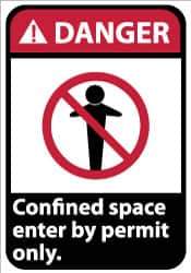 NMC - "Danger - Confined Space - Enter by Permit Only", 14" Long x 10" Wide, Rigid Plastic Safety Sign - Rectangle, 0.05" Thick, Use for Accident Prevention - USA Tool & Supply
