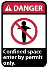 NMC - "Danger - Confined Space - Enter by Permit Only", 14" Long x 10" Wide, Rigid Plastic Safety Sign - Rectangle, 0.05" Thick, Use for Accident Prevention - USA Tool & Supply