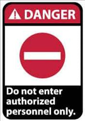 NMC - "Danger - Do Not Enter - Authorized Personnel Only", 14" Long x 10" Wide, Rigid Plastic Safety Sign - Rectangle, 0.05" Thick, Use for Security & Admittance - USA Tool & Supply