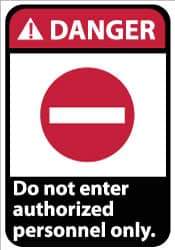 NMC - "Danger - Do Not Enter - Authorized Personnel Only", 14" Long x 10" Wide, Aluminum Safety Sign - Rectangle, 0.04" Thick, Use for Security & Admittance - USA Tool & Supply