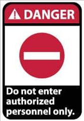 NMC - "Danger - Do Not Enter - Authorized Personnel Only", 14" Long x 10" Wide, Aluminum Safety Sign - Rectangle, 0.04" Thick, Use for Security & Admittance - USA Tool & Supply