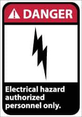 NMC - "Danger - Electrical Hazard - Authorized Personnel Only", 14" Long x 10" Wide, Pressure-Sensitive Vinyl Safety Sign - Rectangle, 0.004" Thick, Use for Accident Prevention - USA Tool & Supply