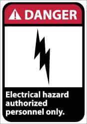 NMC - "Danger - Electrical Hazard - Authorized Personnel Only", 14" Long x 10" Wide, Aluminum Safety Sign - Rectangle, 0.04" Thick, Use for Accident Prevention - USA Tool & Supply